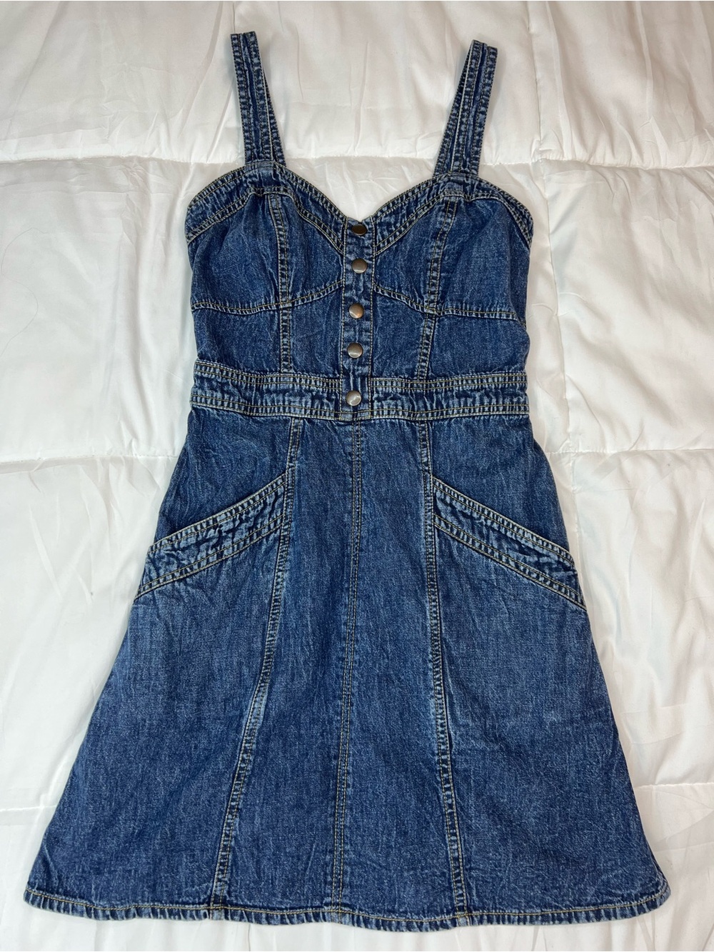 Japna Blue Denim Button-Front Mini Dress 100% cotton